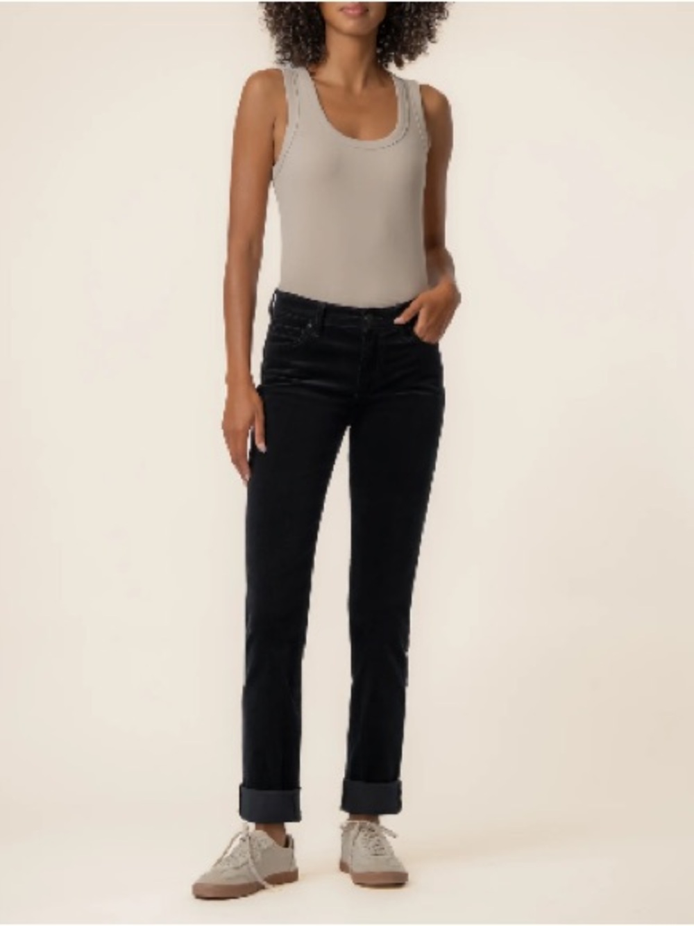 Plus Sz 22W KUT from the Kloth Catherine Black Stretch Corduroy Boyfriend Pants